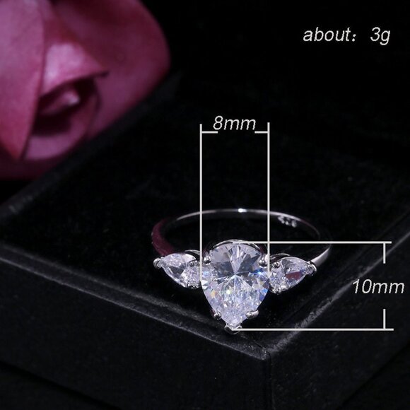 Water Drop High End Custom Silver Wedding/Engagement Ring for Women,VIP… - Picture 8 of 10